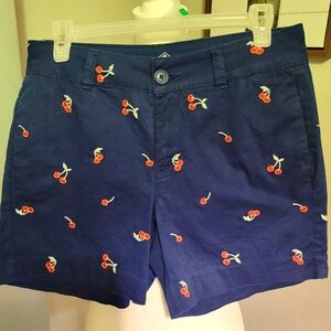 EUC Cherry Embroidered Women's Navy St John's Bay Shorts size 4